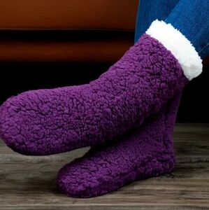 Fuzzy purple slippers socks